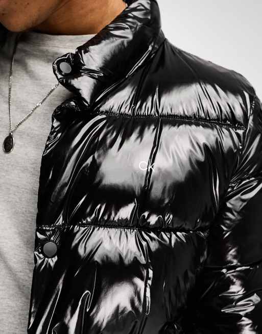 Calvin Klein puffer jacket in black shine