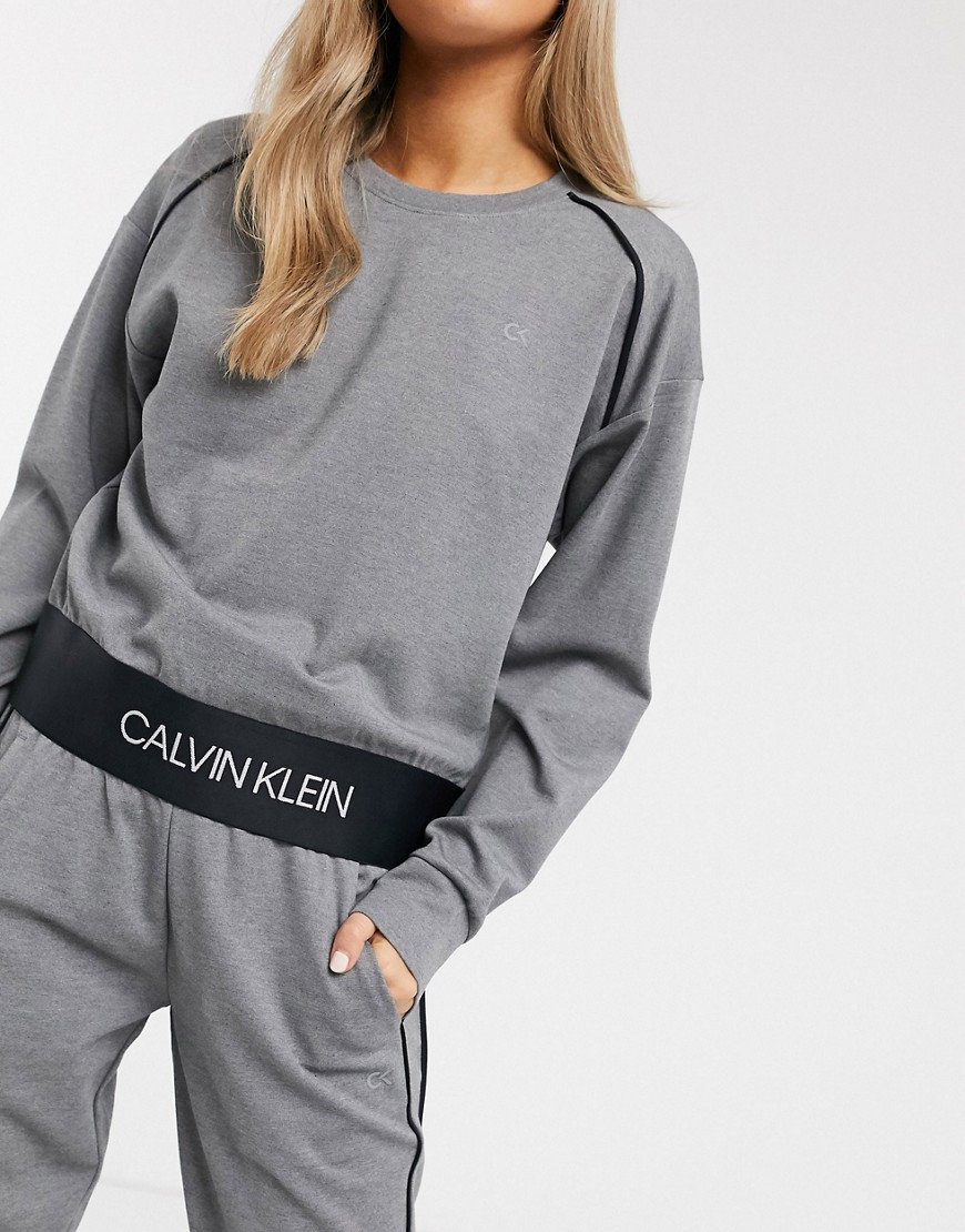 Calvin Klein pullover long sleeve top in medium grey heather