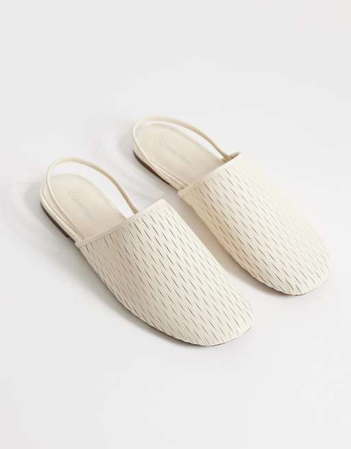 Calvin Klein – Pumps aus Netzstoff in Creme mit Fersenriemen, 3 von 4
