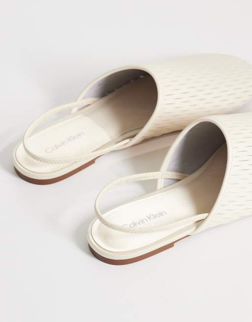 Calvin Klein – Pumps aus Netzstoff in Creme mit Fersenriemen, 4 von 4