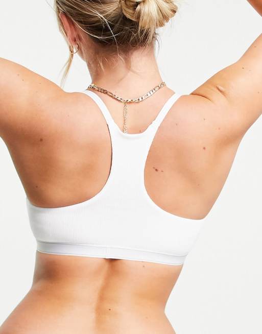 Calvin Klein - Pure - Brassière morbida sfoderata con spalline a canottiera bianca a coste, 2 di 4
