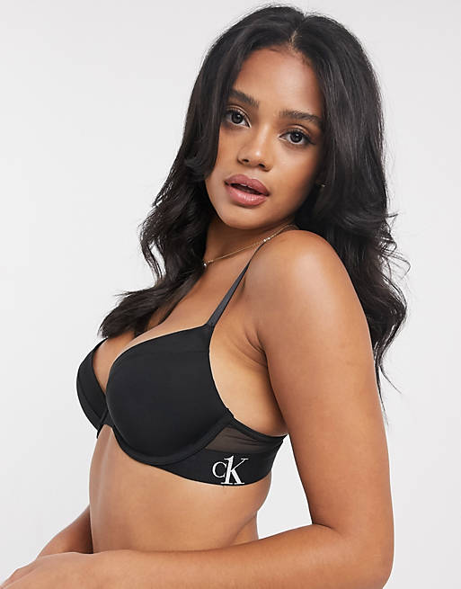 Calvin Klein push up plunge bra in black