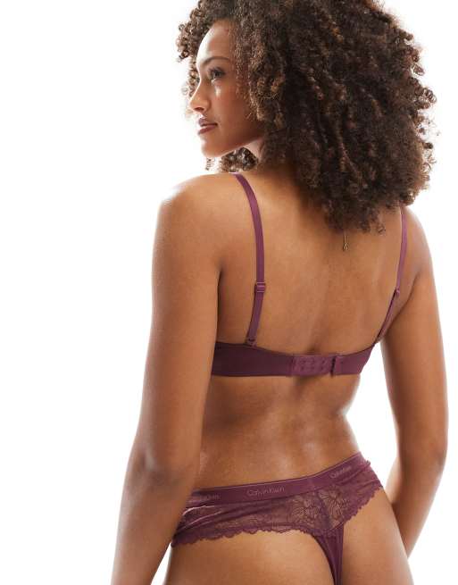 Calvin Klein Push-Up Plunge Bra in mauve wine, 3 of 4
