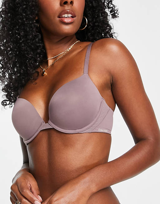 Calvin Klein push up plunge bra in plum dust | ASOS