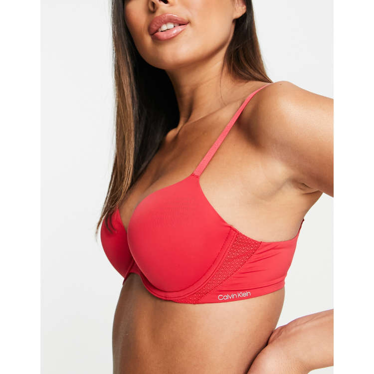 Calvin Klein Women's Form Push Up Plunge Bra, 30B, Manic red: Buy