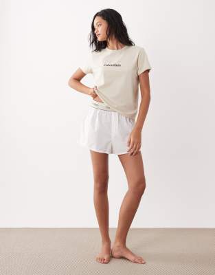 Calvin Klein - Pyjama in Wollweiß mit T-Shirt und Logo