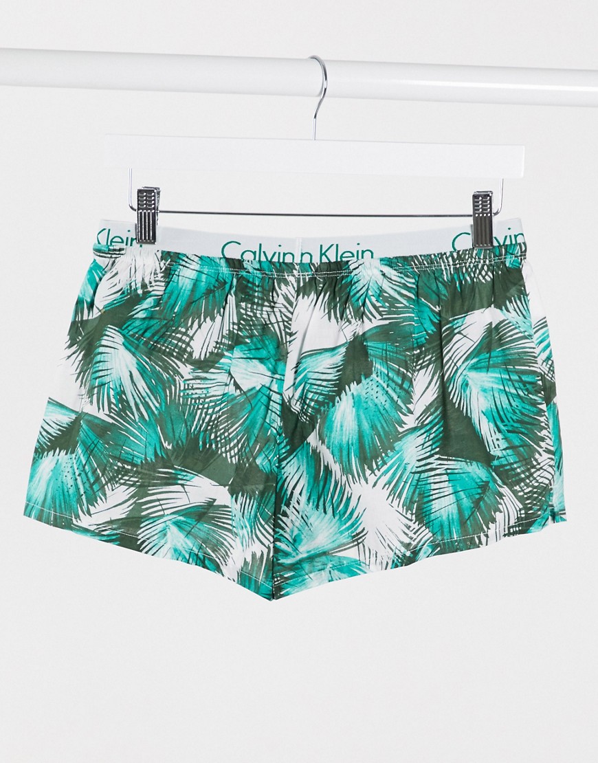 Calvin klein pyjama shorts in palm print-Green
