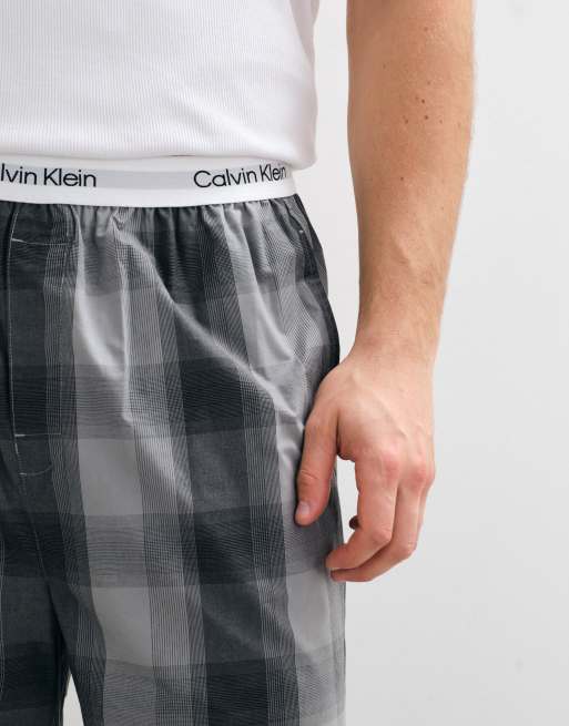 Calvin Klein Pyjamahose aus Baumwolle in Schwarz und Grau kariert, 3 von 5