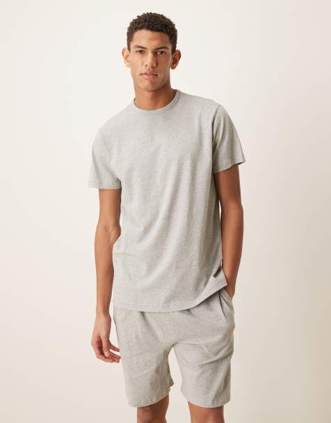 Calvin Klein - Pyjamaset van jersey met T-shirt en short in grijs - view 1
