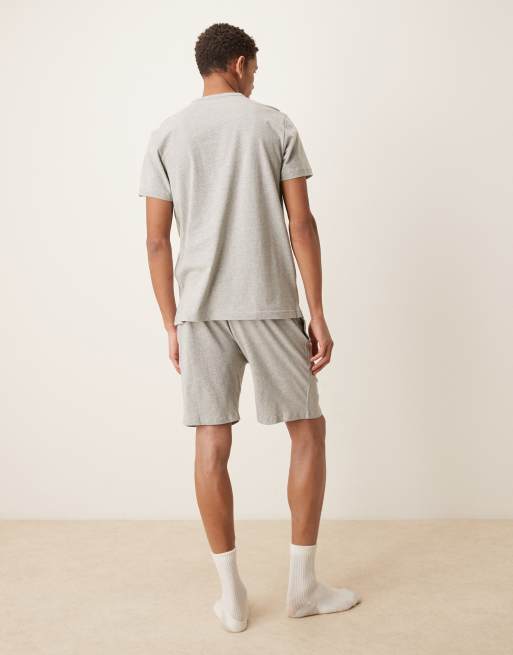 Calvin Klein - Pyjamaset van jersey met T-shirt en short in grijs, 4 van 4