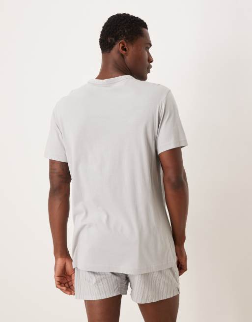 Calvin Klein - Pyjamaset van T-shirt en geweven boxershort in grijs, 4 van 4