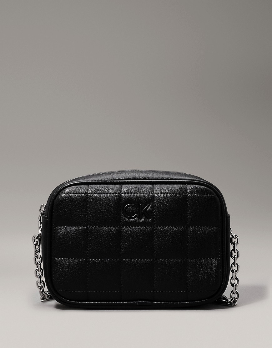 Calvin Klein Quilted Crossbody Bag in Ck Black
