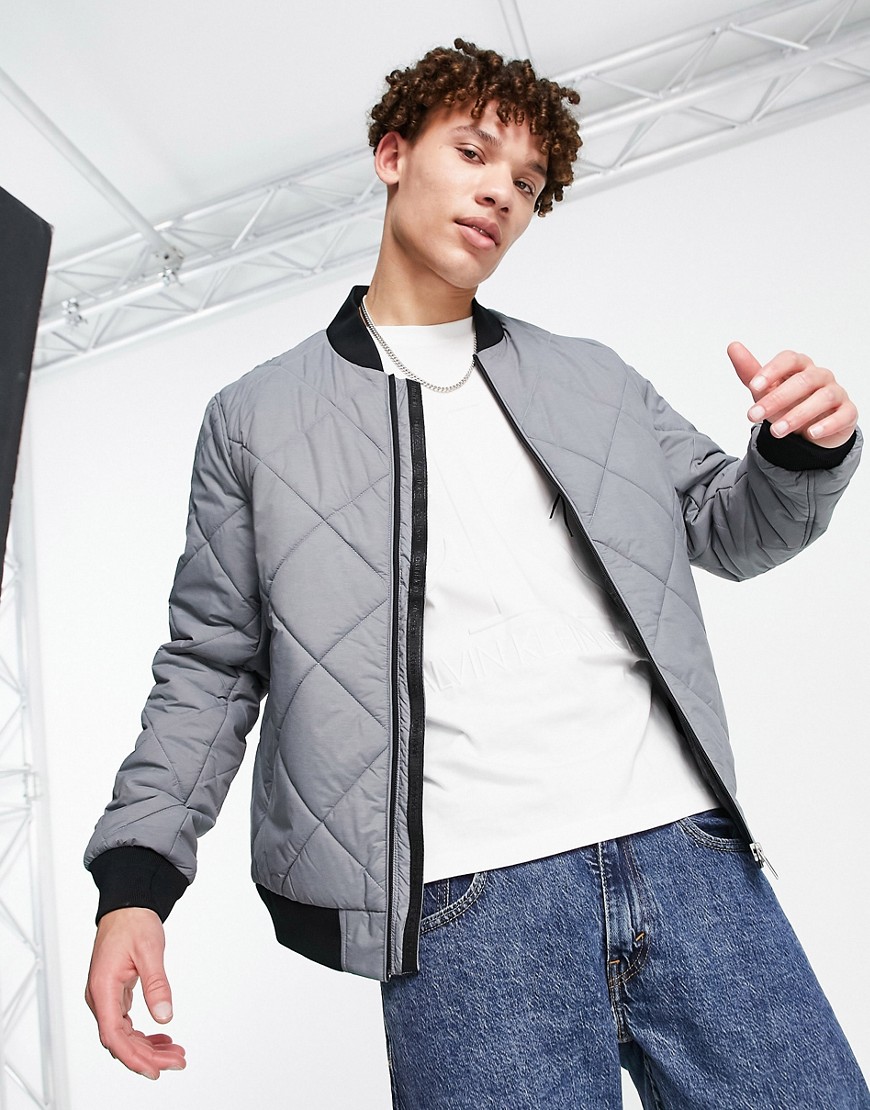Calvin Klein quilted melange nylon bomber jacket-Grey