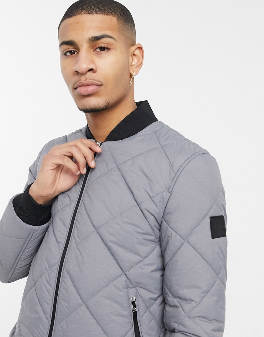 Calvin Klein Quilted Nylon Jacket In Light Blue-blues