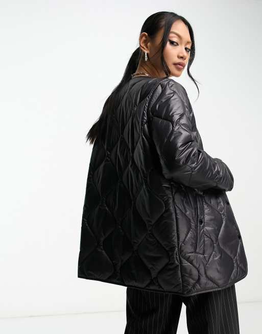 Calvin klein black quilted jacket new arrivals