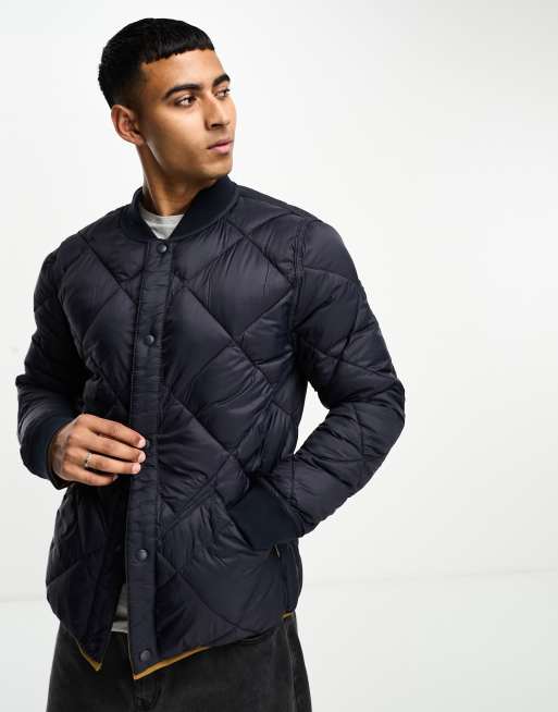 River Island Men's Quilted Bomber Jacket