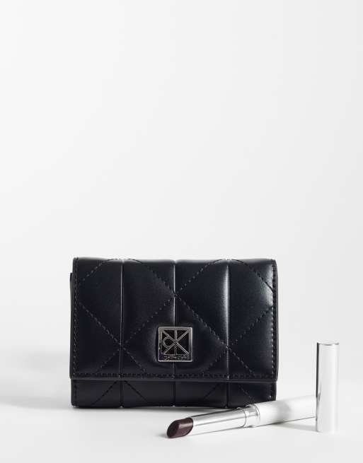 Calvin Klein quilted zip wallet with logo detail in black, 2 of 4