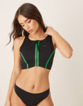 [Calvin Klein] Calvin Klein racerback bikini top in black and green S Pvh black