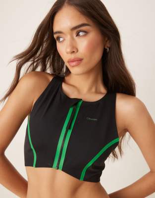 Calvin Klein Racerback Bikini Top In Black