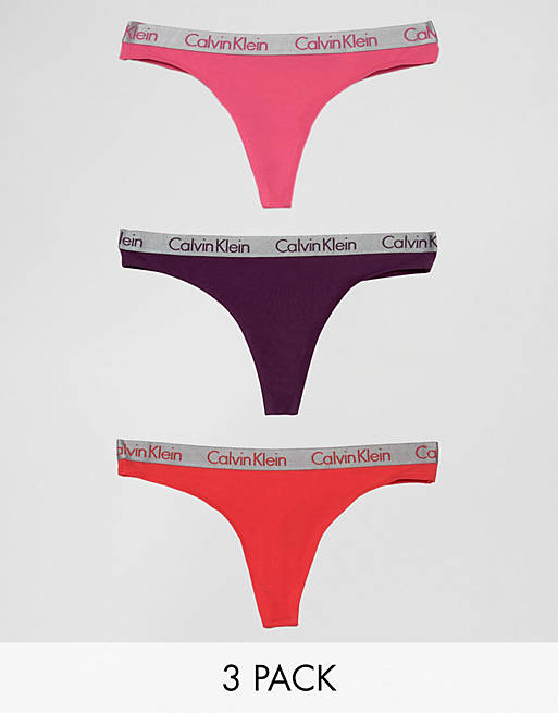 Calvin Klein Radiant Cotton 3 Pack Thong | ASOS