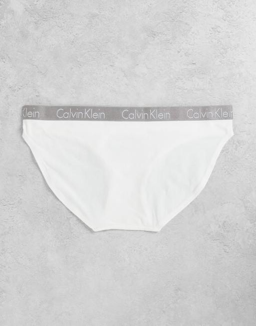 Calvin Klein Radiant Cotton bikini style briefs 3 pack in teal white and citrus yellow ASOS