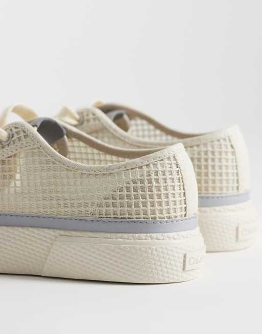 Calvin Klein - Råhvide chunky lave sneakers i raffia, 2 af 5