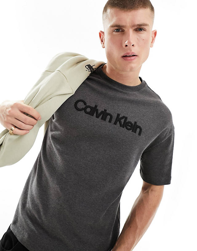Calvin Klein - raised embroidered logo t-shirt in dark grey