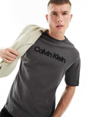  Calvin Klein raised embroidered logo t-shirt in dark grey