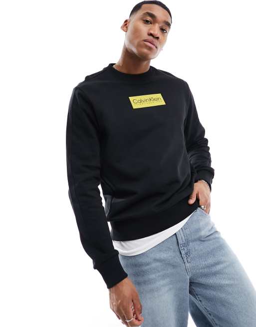 Calvin Klein raised rubber logo sweatshirt in black | ASOS