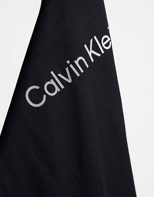 Calvin Klein raised striped logo t-shirt in black | ASOS