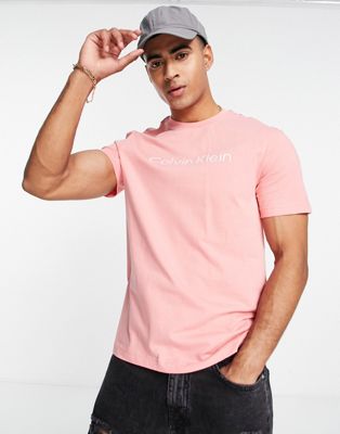 Calvin Klein raised striped logo t-shirt in pink