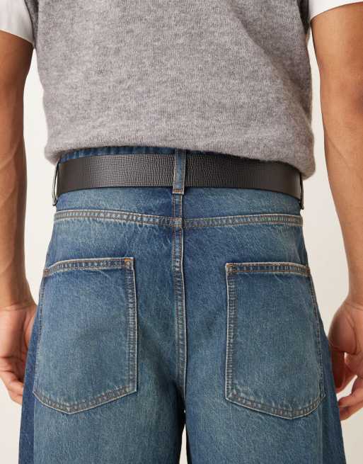 Calvin Klein real leather belt with silver buckle in black, 3 of 3