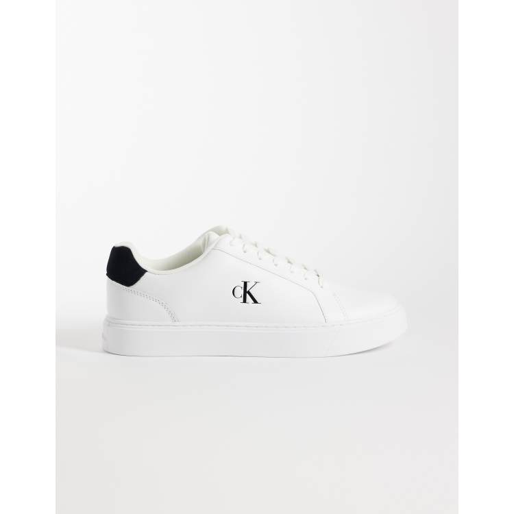 Calvin Klein real leather classic cupsole sneakers in taupe  display picture 1