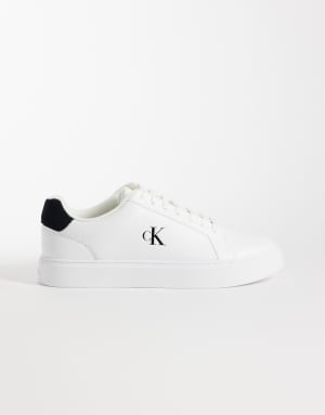 Calvin Klein real leather classic cupsole trainers in white