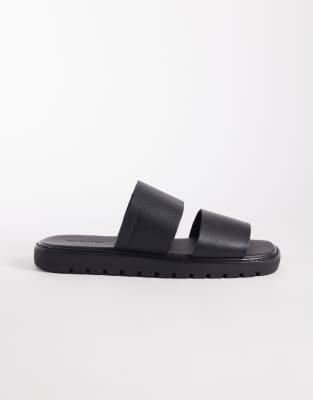  real leather double bar sandals 