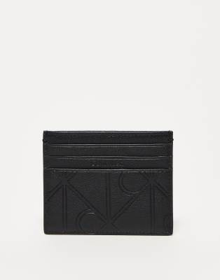 Calvin Klein real leather emblem cardholder in black