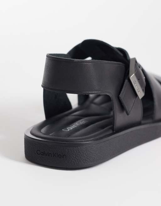 Calvin Klein real leather fisherman sandals in black, 4 of 4