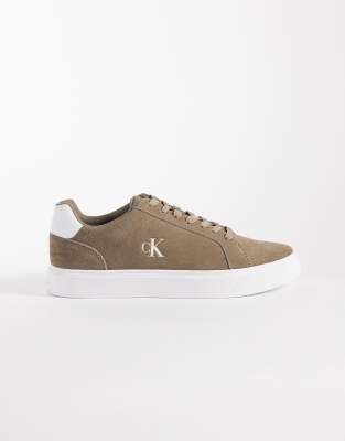  real suede classic cupsole trainers in taupe