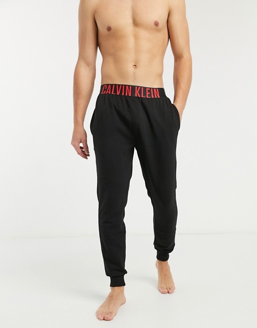 Calvin Klein red waistband lounge pants in black