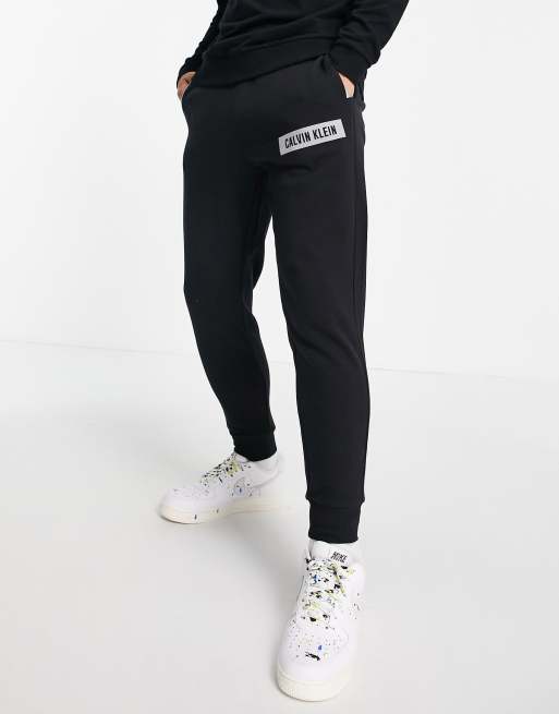 Calvin Klein reflective box logo cuffed sweatpants in ck black, 4 of 4