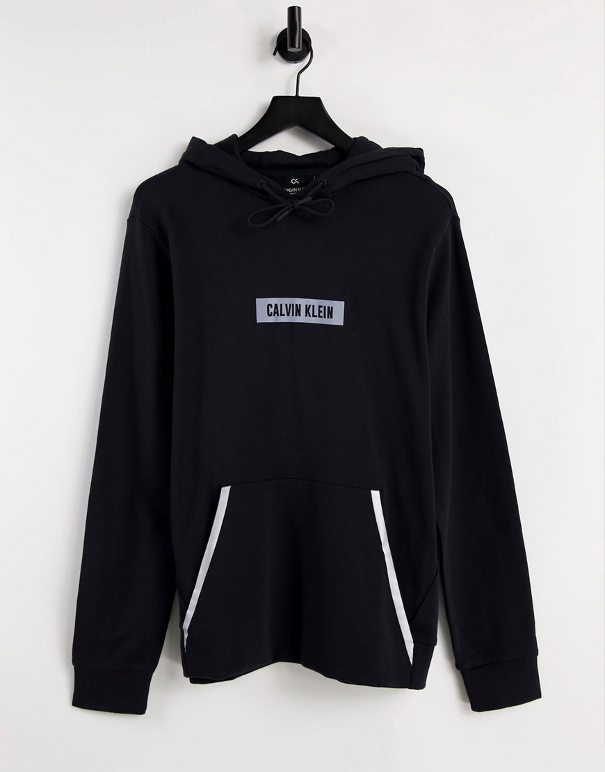 Calvin Klein reflective box logo hoodie in ck black