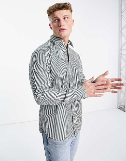 Calvin Klein regular fit stripe shirt in green