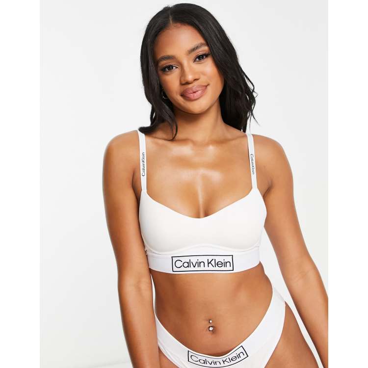 Calvin Klein Reimagined Heritage lightly lined bralet in white | ASOS