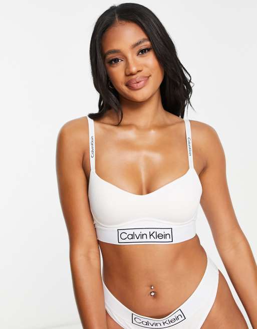 Calvin Klein Reimagined Heritage lightly lined bralette in white