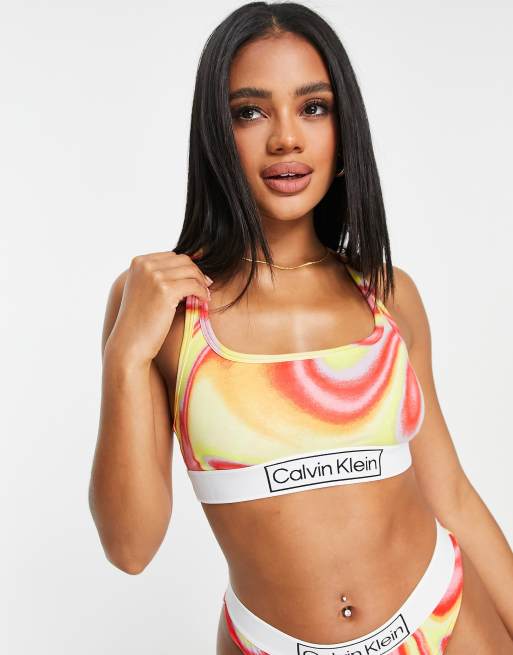 Calvin Klein Reimagined Pride unlined bralette in multi swirl print