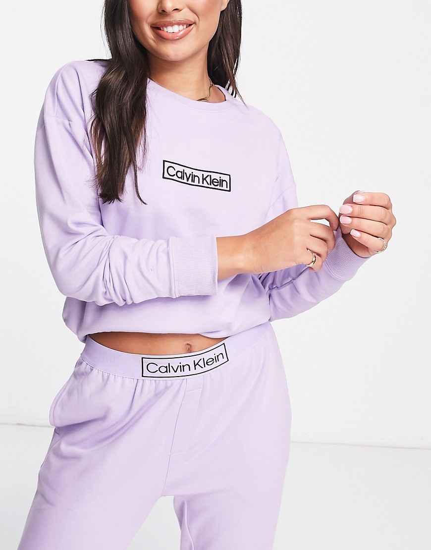 Calvin Klein reimagined sleep sweatshirt in vervain lilac-Purple
