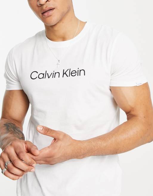 Calvin Klein relaxed fit swim t-shirt in white | ASOS