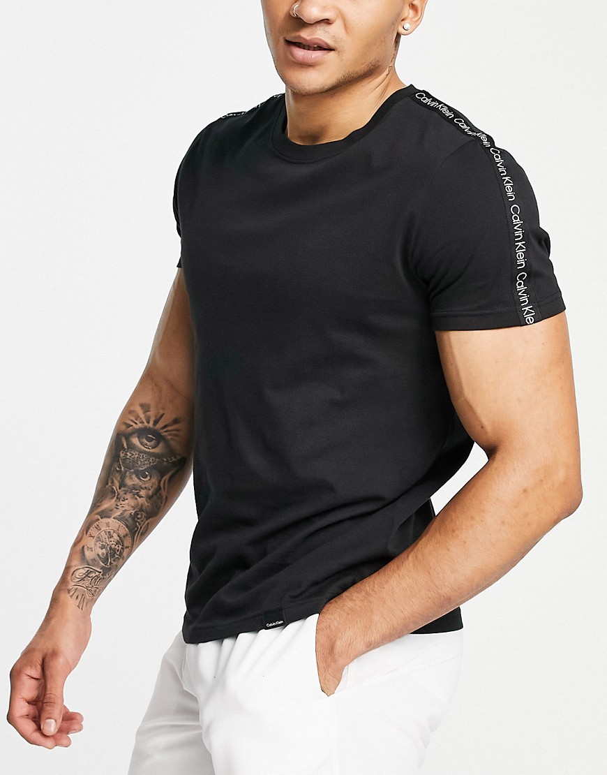 Calvin Klein relaxed fit swim T-shirt with taping in black