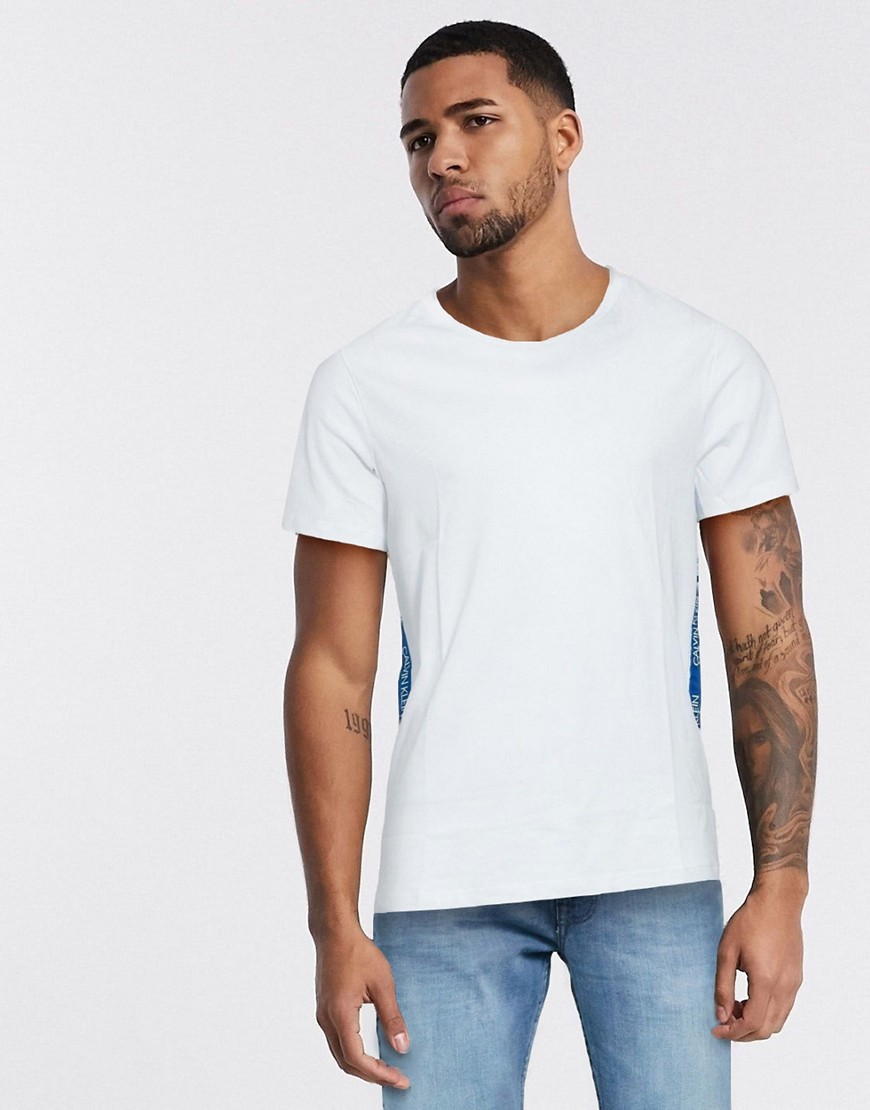 Calvin Klein relaxed fit taped logo t-shirt in white