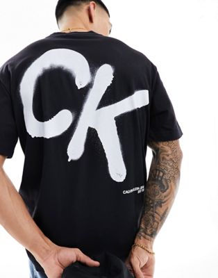 Calvin Klein Relaxed Spray Print T-shirt in black